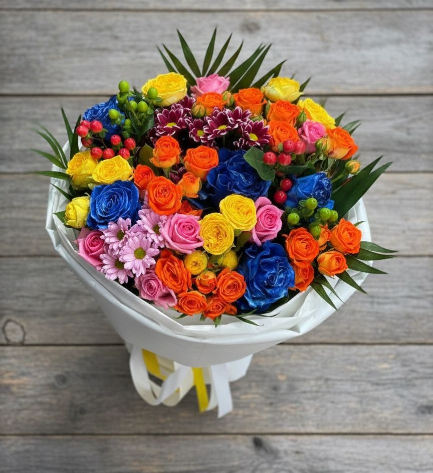 Букет цветов из: Розы и Хризантемы в Стрелке Краснодарского края