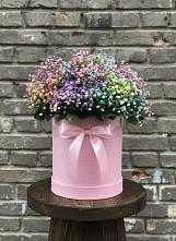 Цветочная композиция из Гипсофила и Розы в шляпной коробке #REPLACE_PRED# Стрелке Краснодарского края