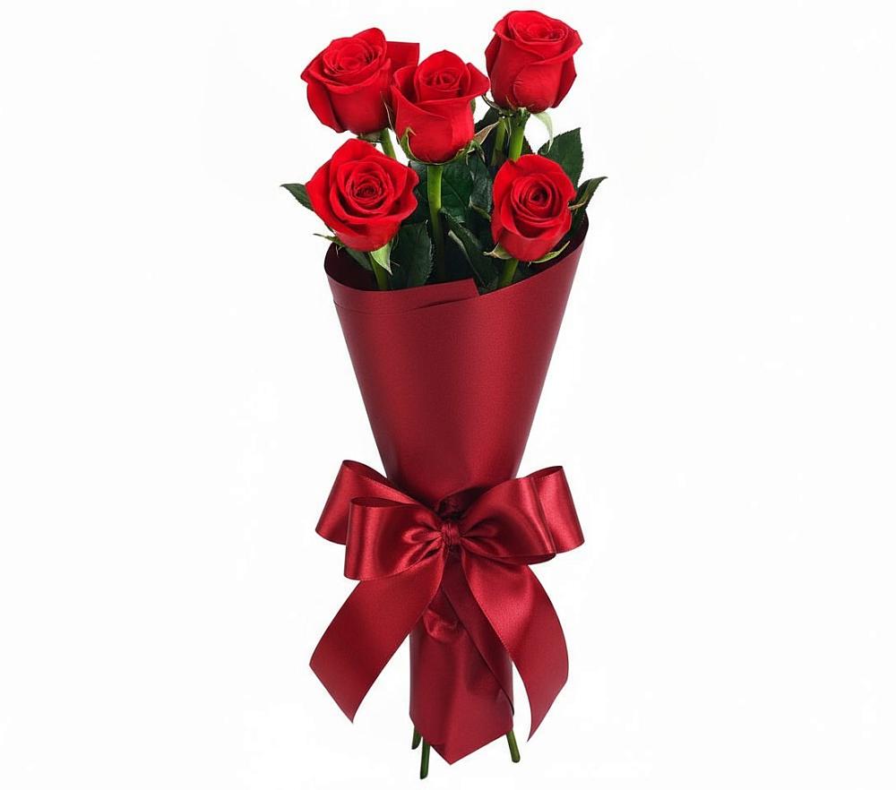 Букет 5 Красных роз Эдлесс Лав в Стрелке Краснодарского края