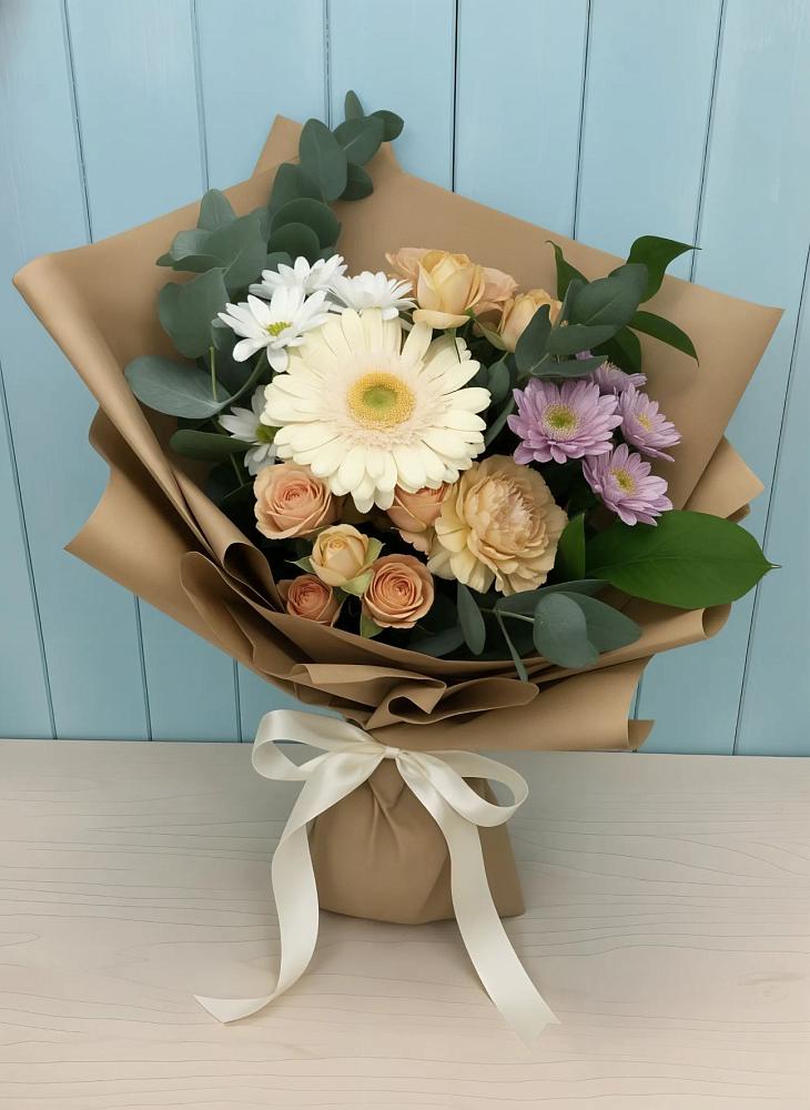 Букет цветов из: Герберы и Хризантемы в Стрелке Краснодарского края