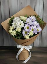 Букет цветов из:  Хризантемы и Розы в Стрелке Краснодарского края