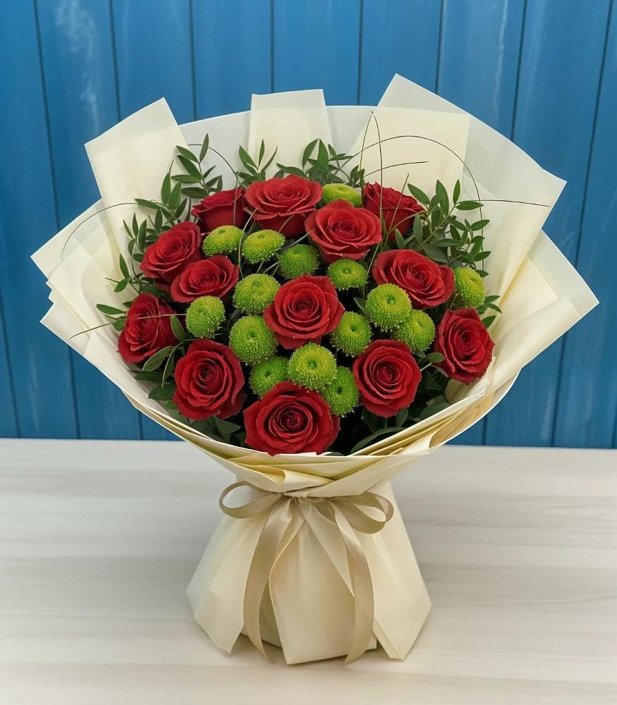 Букет цветов из: Розы и Хризантемы в Стрелке Краснодарского края